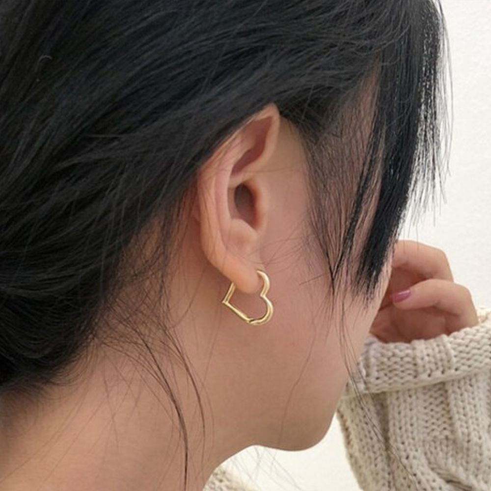 HEART HOOP EARRINGS (PAIR)