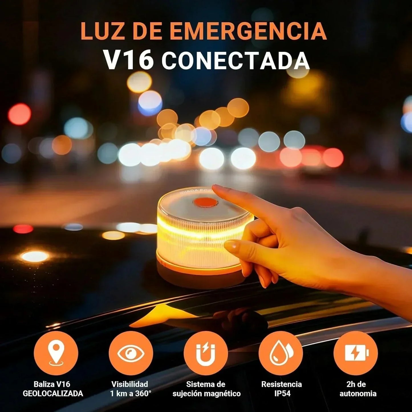 🔥ÚLTIMAS 6 HORAS🔥: 70% DE DESCUENTO⭐Luz de Emergencia V16 DGT 3.0 – Aprobada 2026, Magnética IP54 – Cumple con la Normativa 2026
