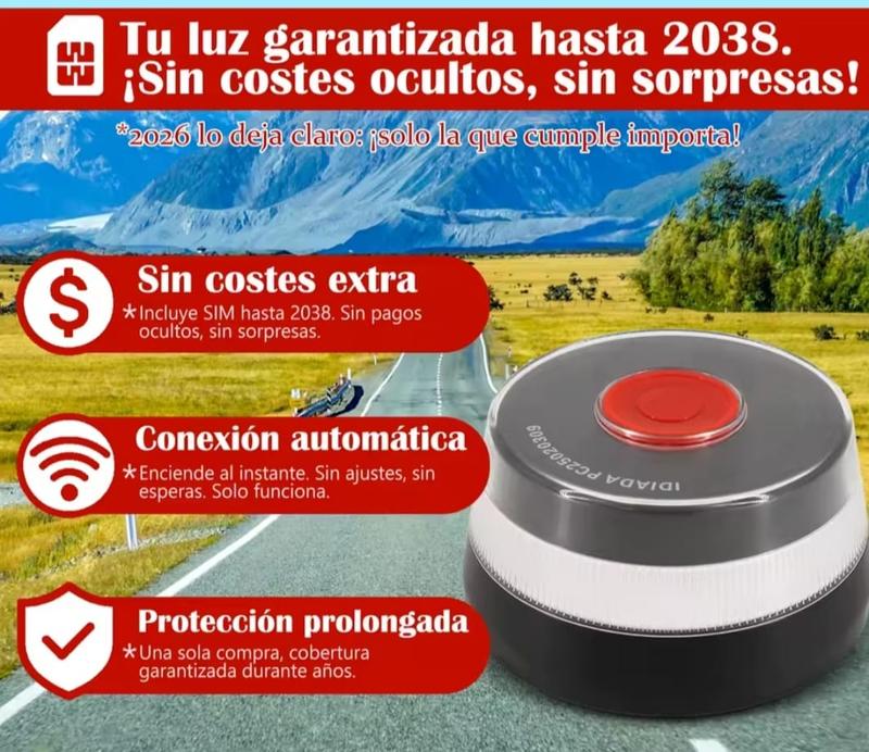 Baliza V16 | 2ª GENERACION Geolocalización DGT 3.0 | Luz Emergencia Coche Homologado DGT | SIM y Datos Pagados hasta 2038