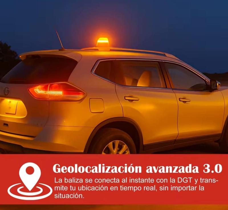 Baliza V16 | 2ª GENERACION Geolocalización DGT 3.0 | Luz Emergencia Coche Homologado DGT | SIM y Datos Pagados hasta 2038