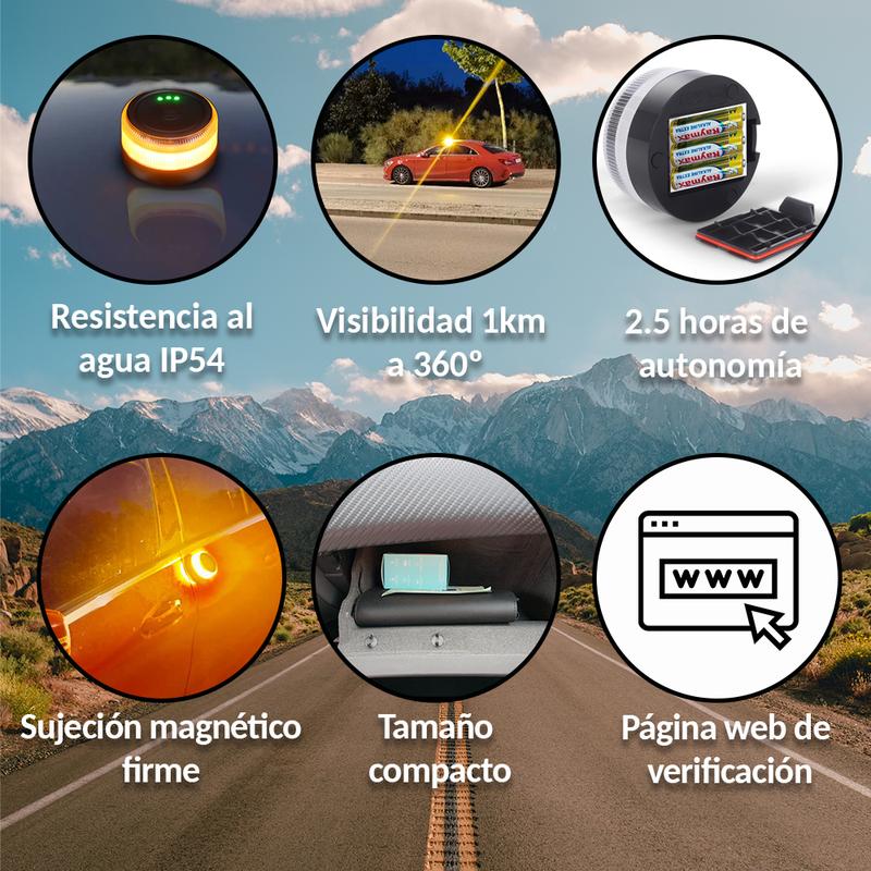 ⭐Recomendación de la DGT⭐ Baliza de Emergencia V16 3.0 – Aprobada para 2026, Magnética IP54 y conforme a la normativa vigente